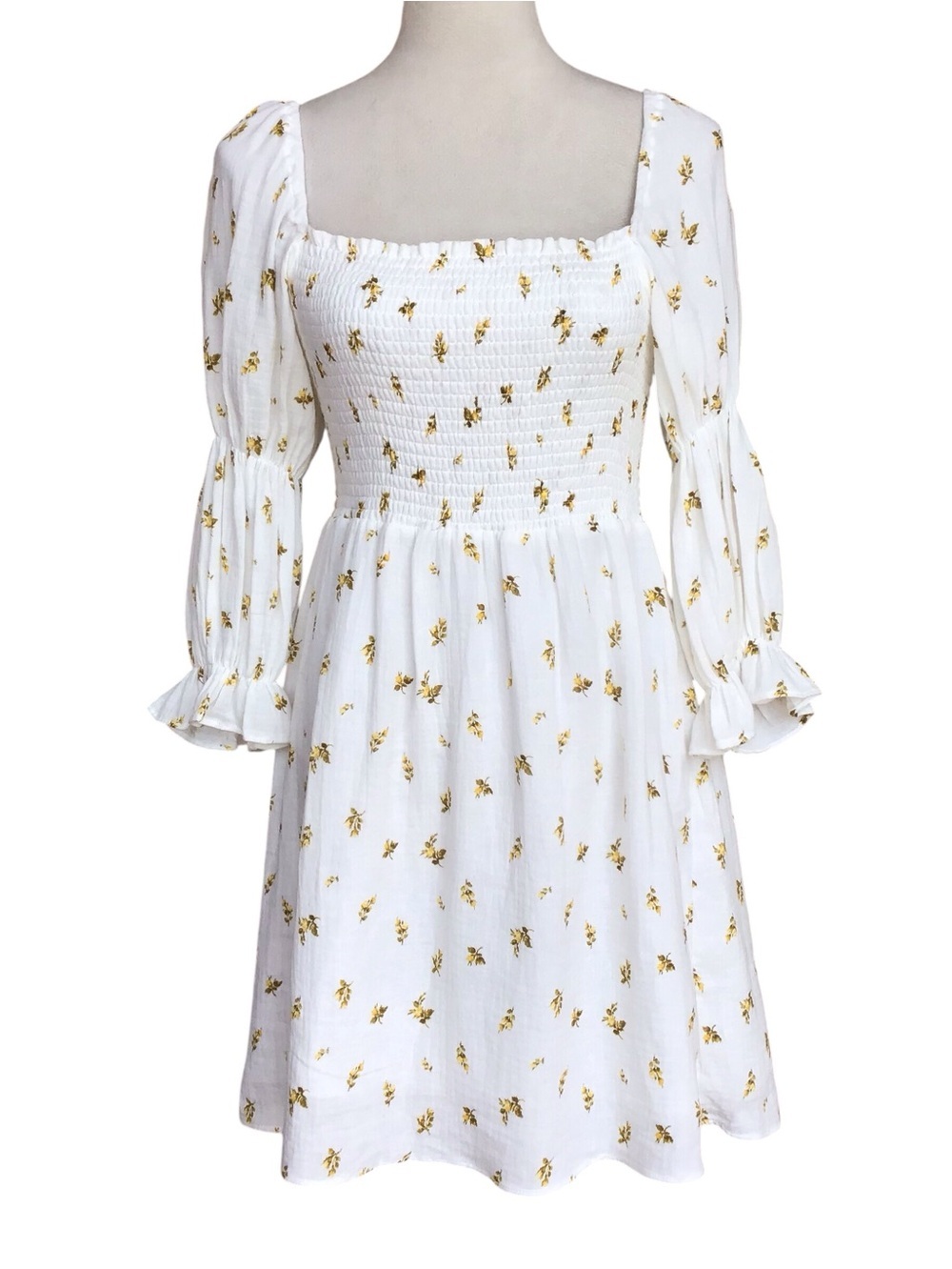Kourt Calypso Smocked Floral Print Mini Dress
